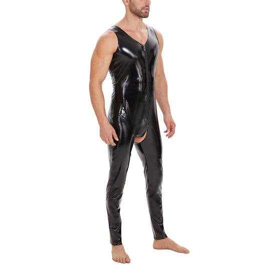 Men Shiny Leather Jumpsuit - image 1