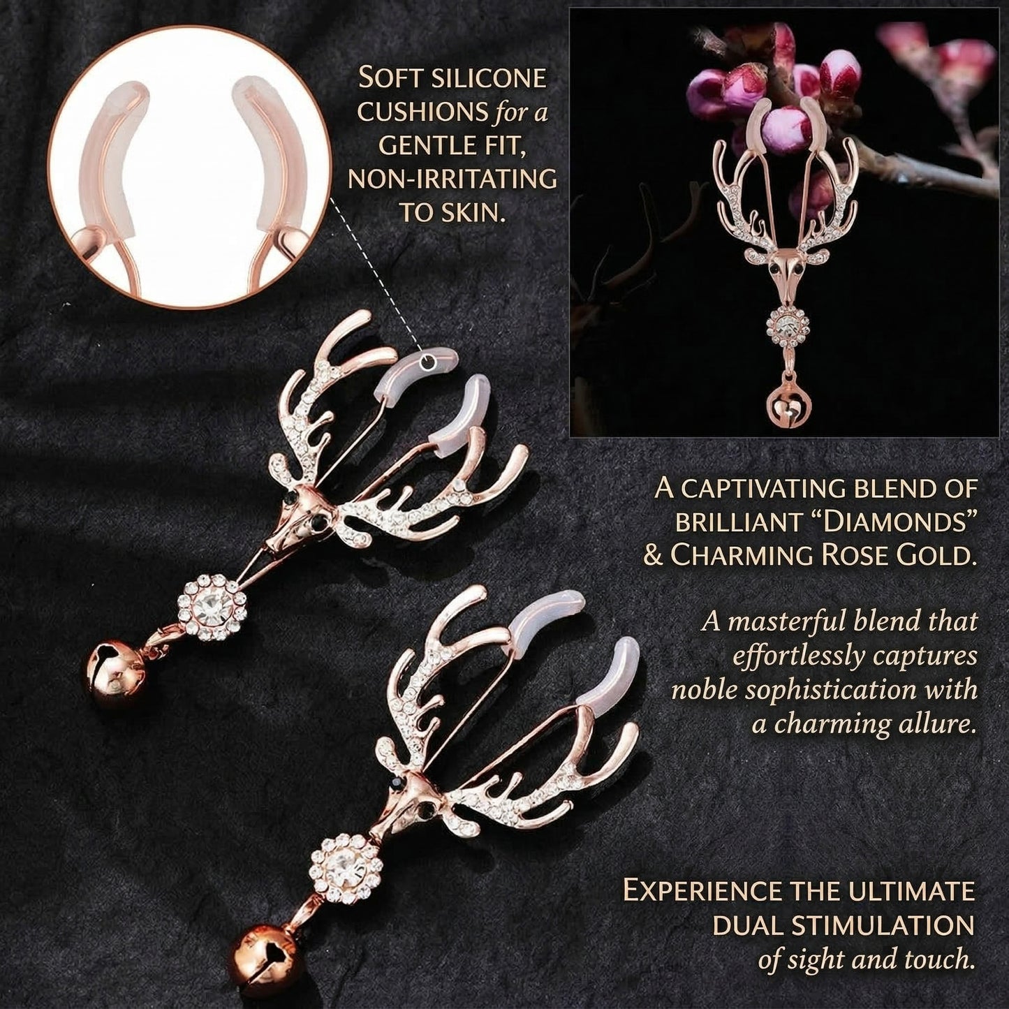 Rose Gold Nipple Clamps with Decorative Charms - image 8