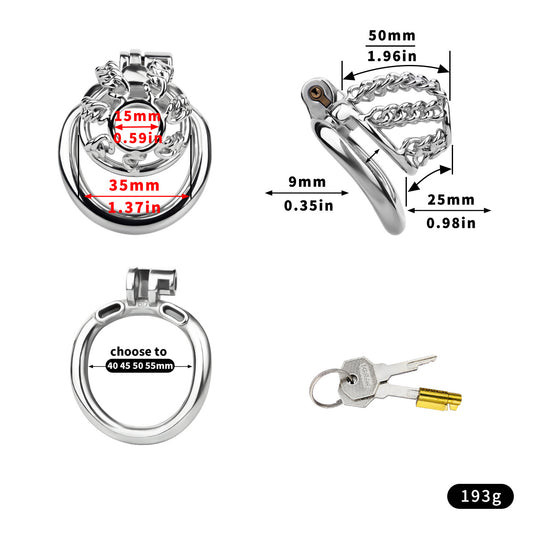 Thick Chainmail Steel Chastity Cage - S - 55mm( 2.17" ) - image 0