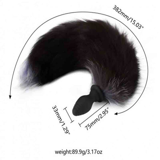 Thick Fox Tail Silicone Vibrator Butt Plug with Remote - image 1