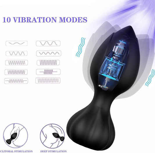 Rose Silicone Butt Plug Vibrator - image 0