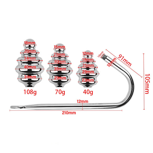 Precision Screw-In Ribbed Anal Hook Set - image 1