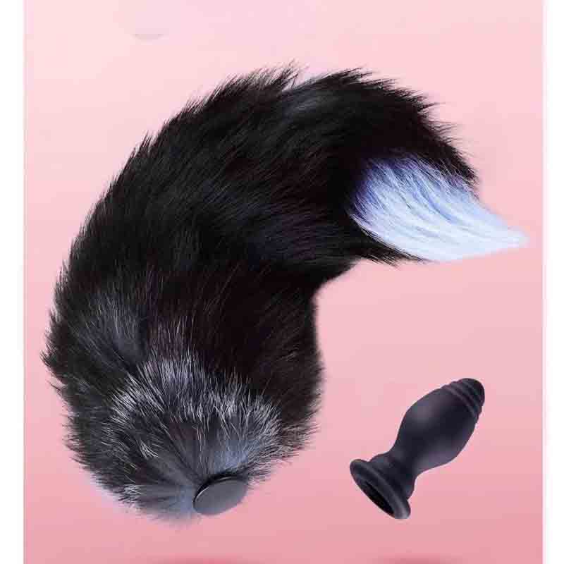 Thick Fox Tail Silicone Vibrator Butt Plug with Remote - image 2