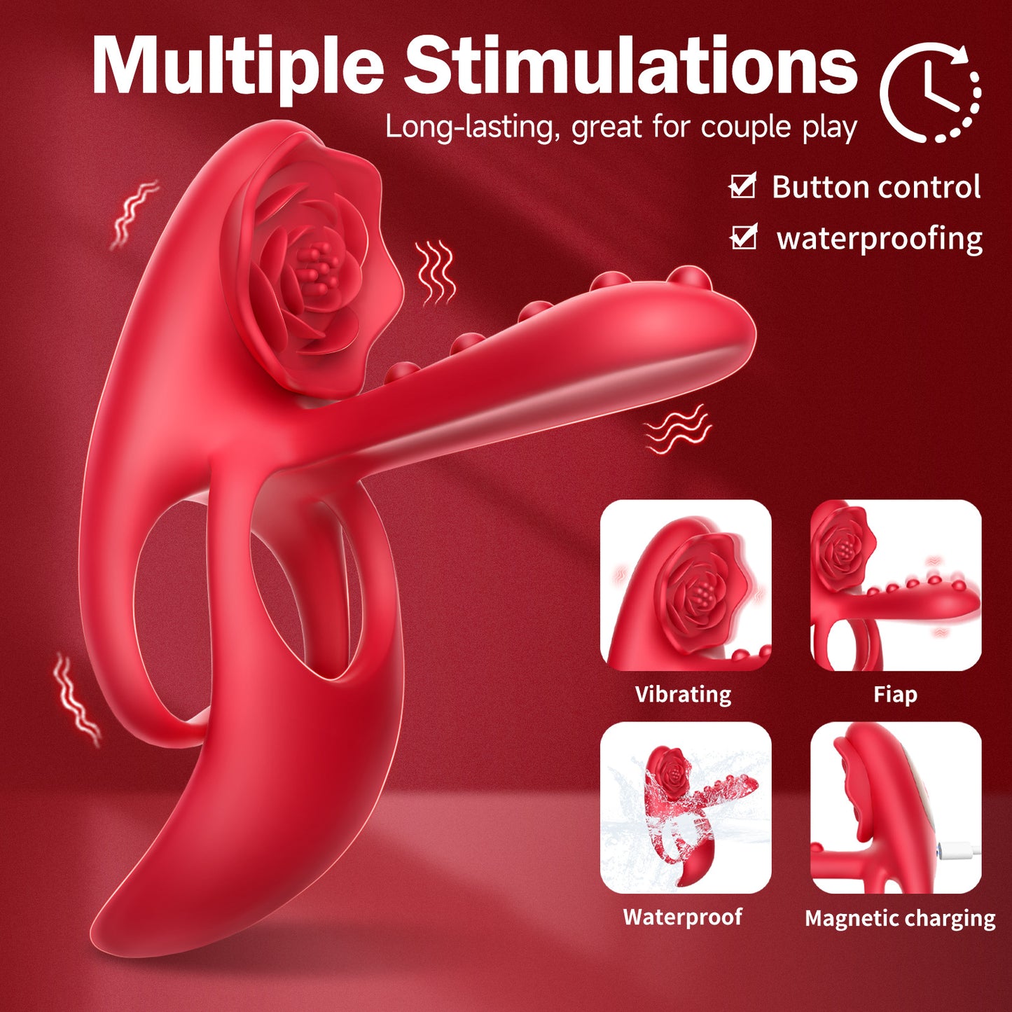 Rose Stimulation Sex Toys With Vibrating Cock Ring 10 Modes - image 4