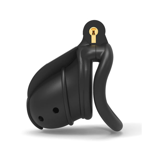 3D Stegosaurus Series Chastity Cage Breathable Chastity Device - Black - Curved Ring - image 1