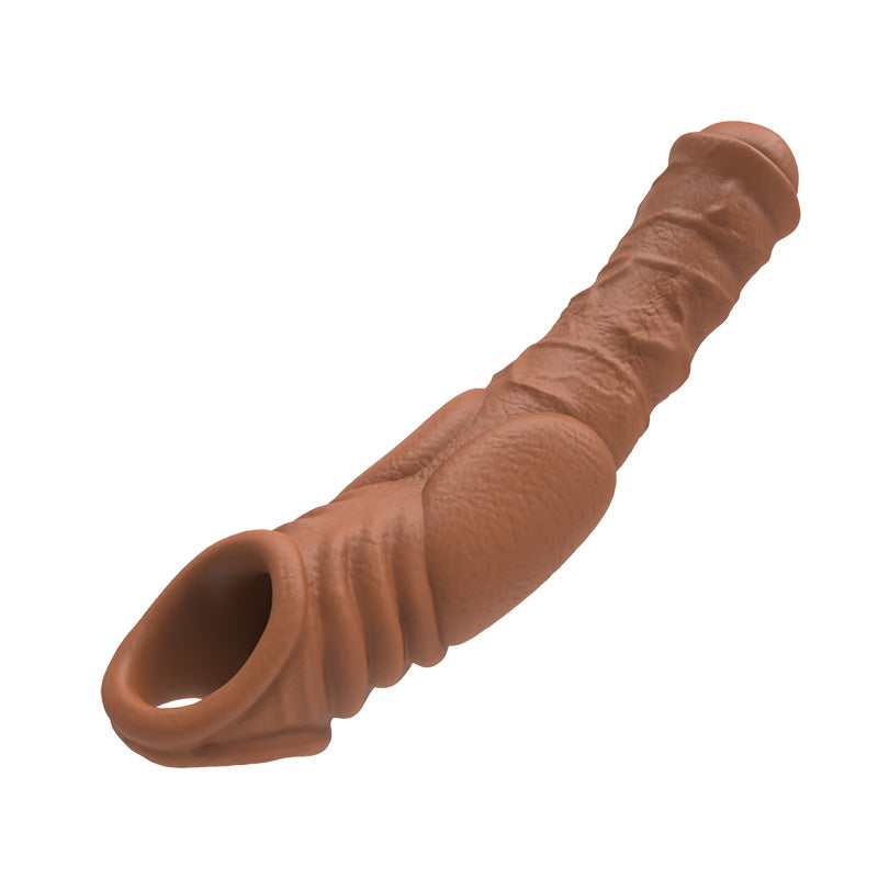 Vibrating Animal Penis Sleeve Sex Toy Reusable Special Condom - Brown wolf - image 9