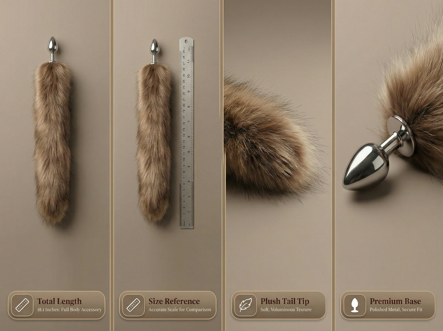 Brown Fox Tail Butt Plug • 18.1 Inch Tail - image 12
