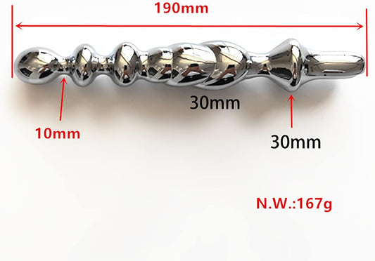 Long Metal Beaded Butt Plug - image 1