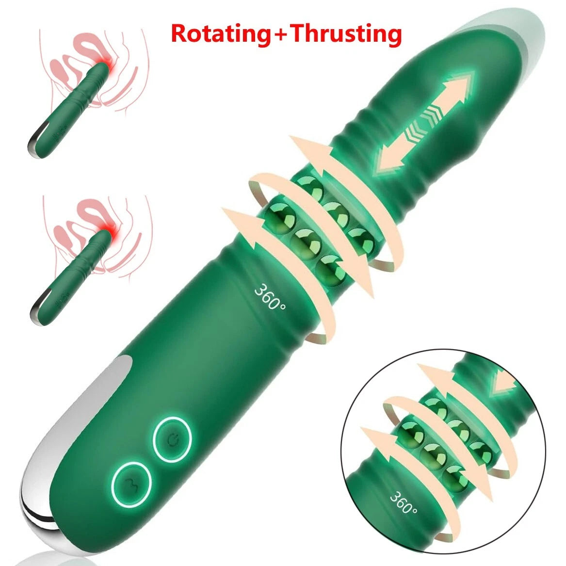 Thrusting Rotating Rabbit Vibrator Dildo G Spot Clit Massager - image 9