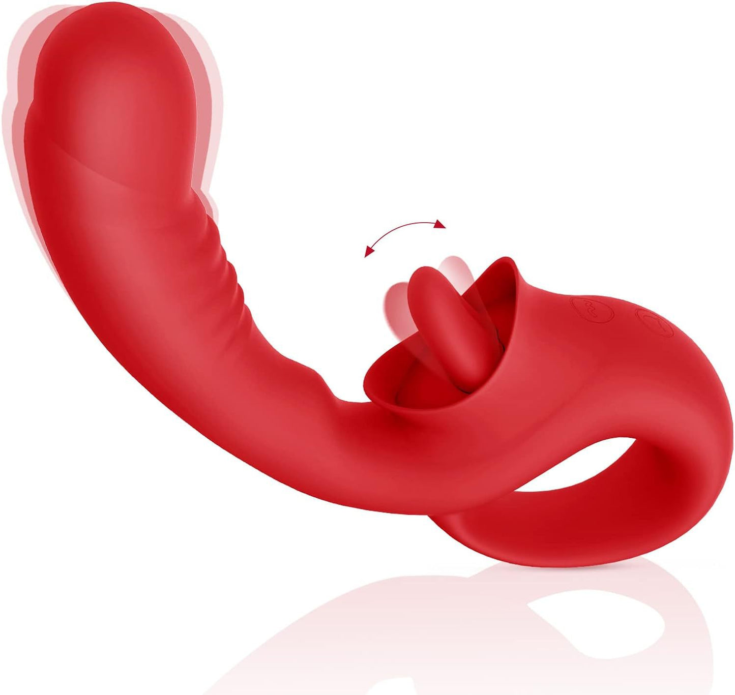 Clitoris Tongue Licking Vibrating Dildo - Red - image 8