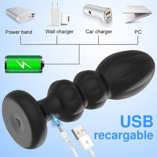 Vibrating Thrusting Silicone Butt Plug - image 1