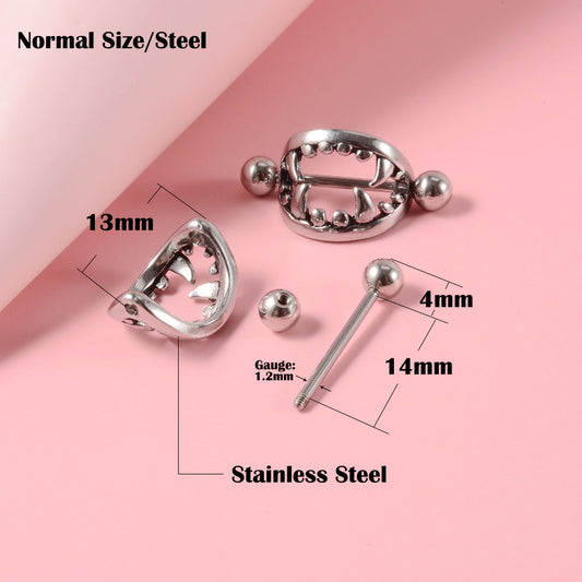 Beast Mouth Fang Nipple Piercing Jewelry Ring - image 1