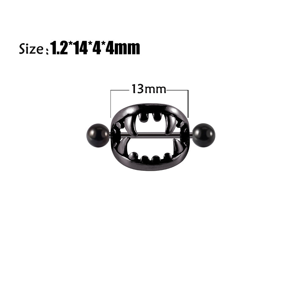Beast Mouth Fang Nipple Piercing Jewelry Ring - black - image 6