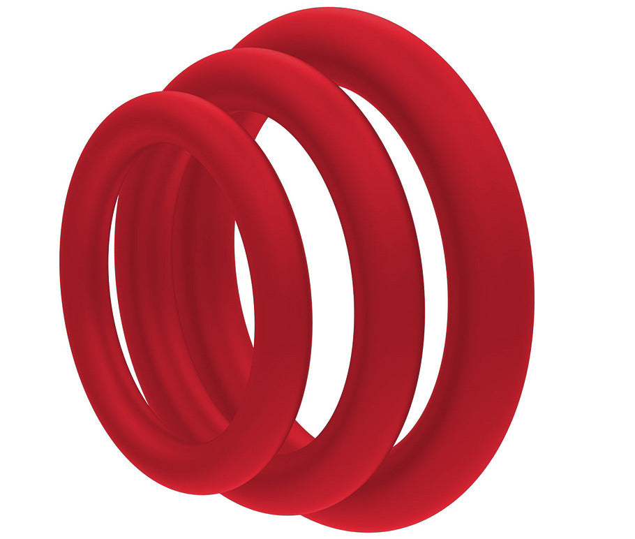Silicone Cock Ring Set 3 Penis Rings - Red - image 6