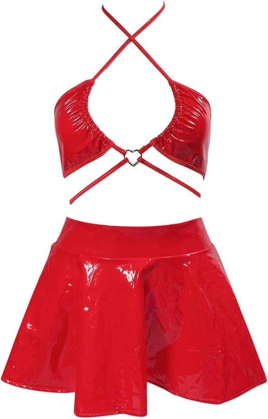 CrimsonCut Sissy Skirt Clubwear Outfit - Red - XXL - image 0