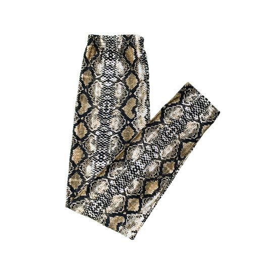 Snake Printed High-Waist Leggings - Golden - One Size - image 1