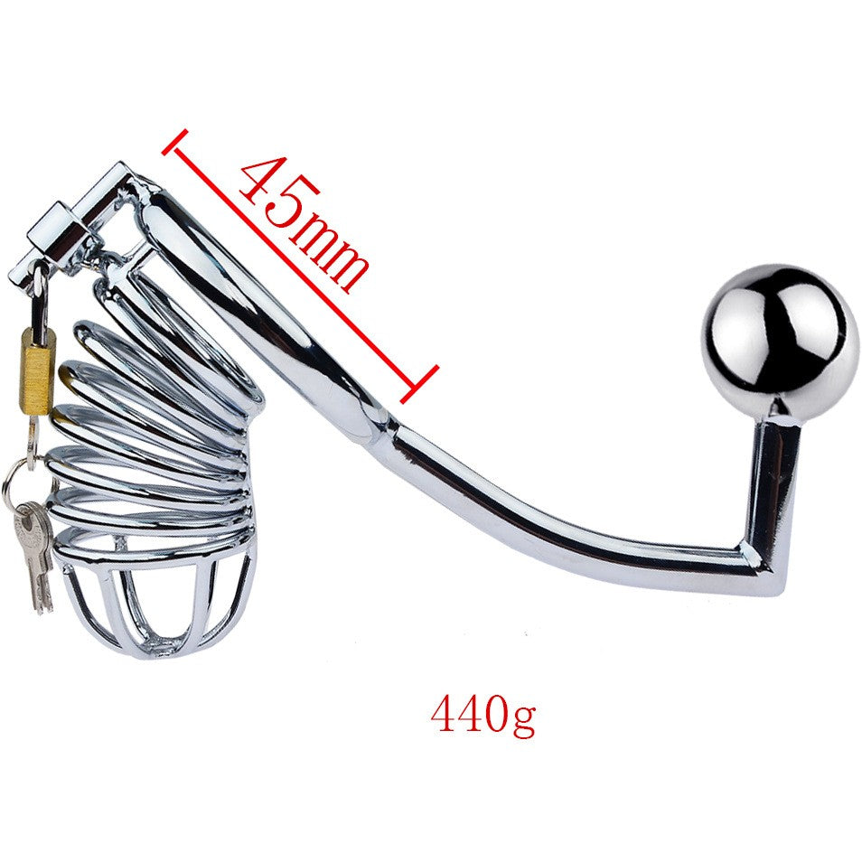 Discipline Chastity Cock Cage with Butt Plug Hook - 45mm Ring - image 4