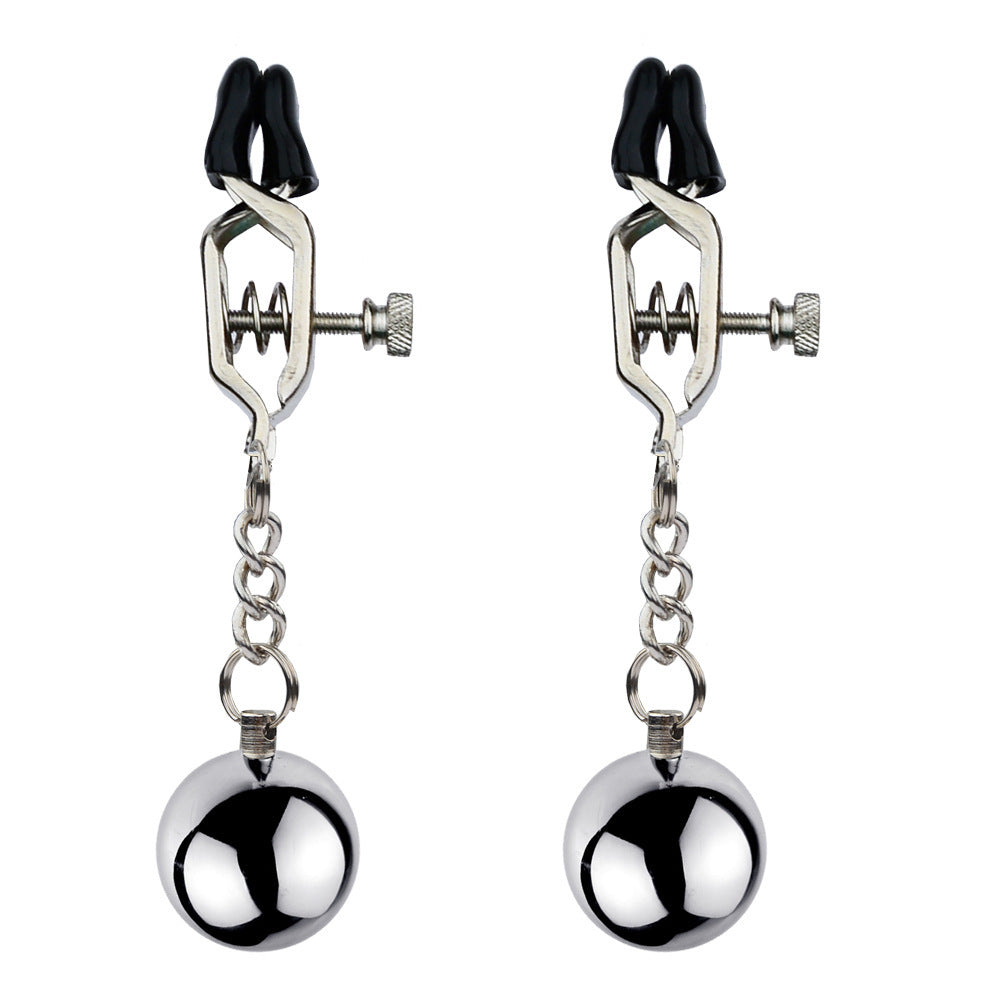 BDSM Chain Ball Nipple Clamps Nipple Clips - Silver - image 0