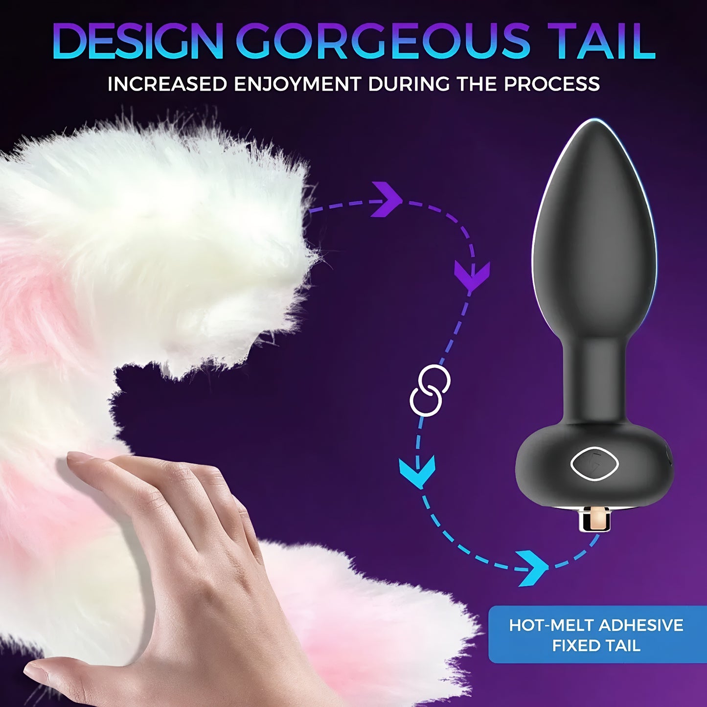 19.68" Long Slim Vibrating Fox Tail Plug With Remote Control - image 6