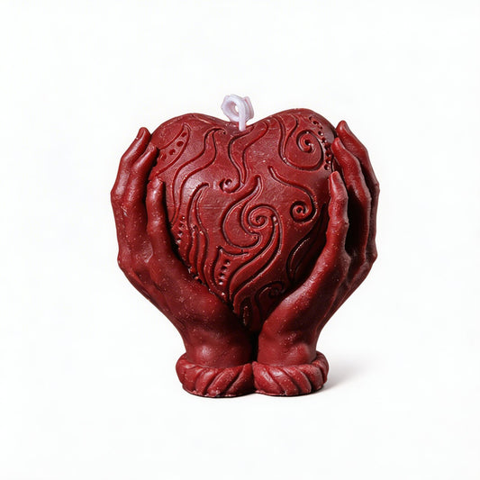 Hands Holding Heart Sensual Candle – Low-Temperature - Red - image 1