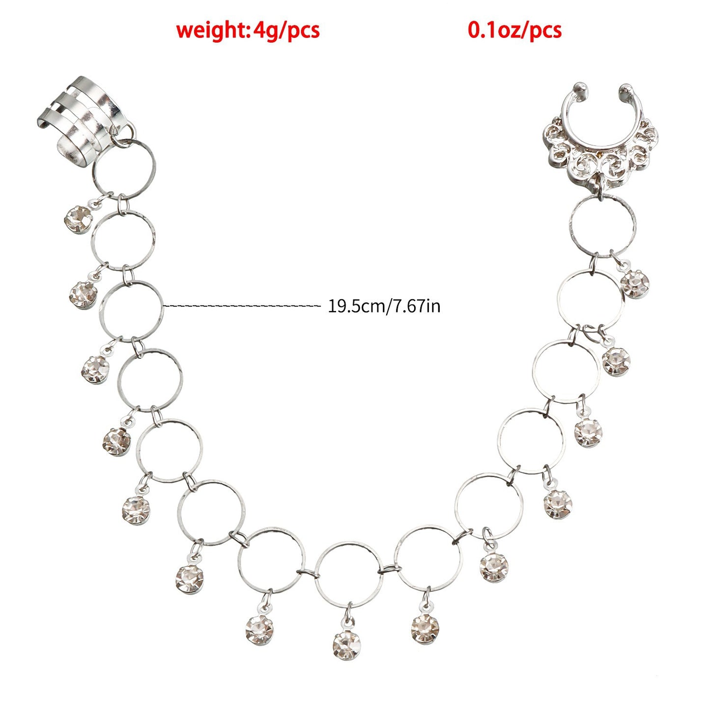 Vintage Nose to Ear Chain β Crystal Tassel Dangle Jewelry for Weddings & Parties - image 6