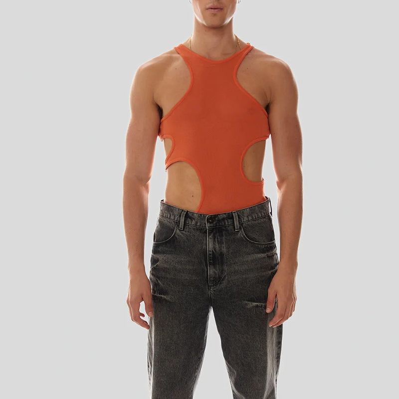 Men's Sexy and Fun Lingerie Vest T-Shirt Clubwear - Caramel - XXL - image 7