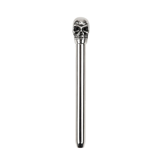 Male Penis Urethral Sound Stainless Steel Skull Head - Silver - image 1
