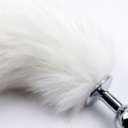 White Fox Tail Butt Plug • 18.1 Inch Tail - image 1