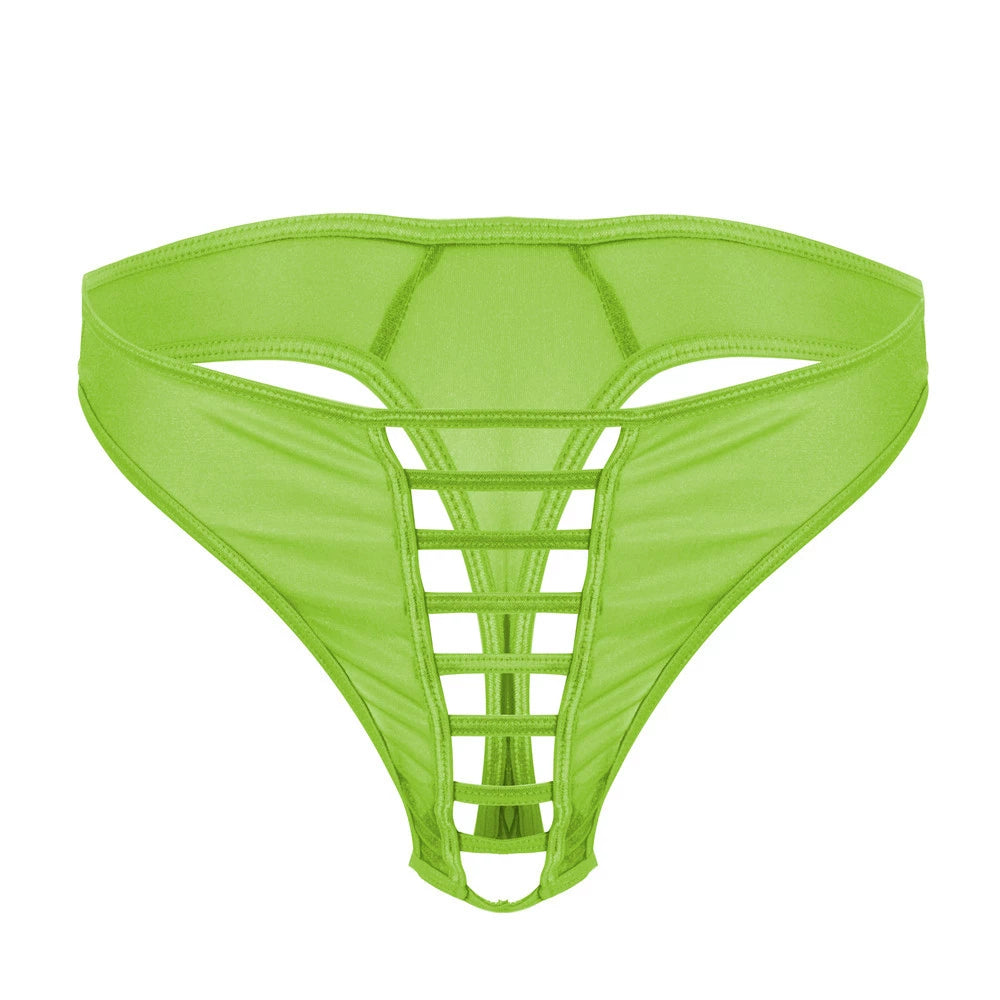 Men's Sexy Spaghetti String Nylon Thong - Green - image 14
