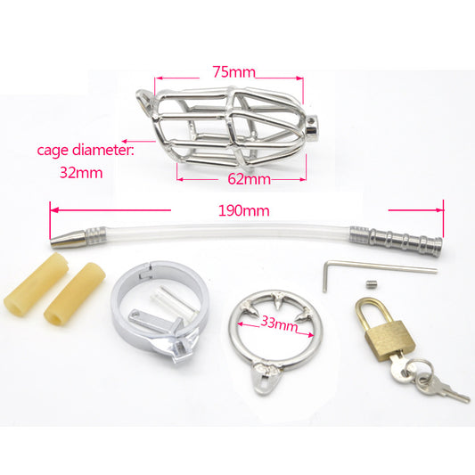Jailbird Stainless Steel Cb6000s Chastity Cage With Anti-release Ring With Silicone Catheter - image 1