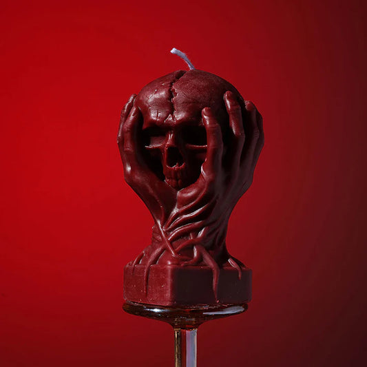 Holding a Skull Sensual Candle – Gothic Low-Temperature - Red - image 1