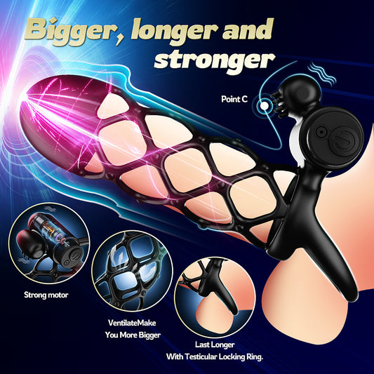 5'' Adjustable 10-Mode Vibrating Penis Sleeve - image 0