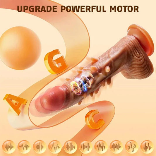 Thrusting & 10 Vibration G Spot Anal Stimulation Heating Dildo - image 1