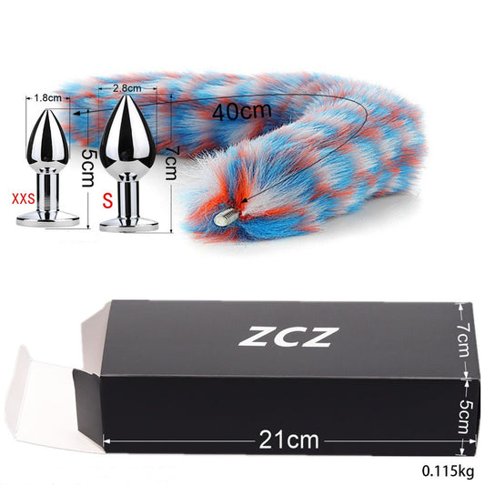 Beginner's Mixcolor Tail Anal Plug - S & XXS & fox tail - image 1