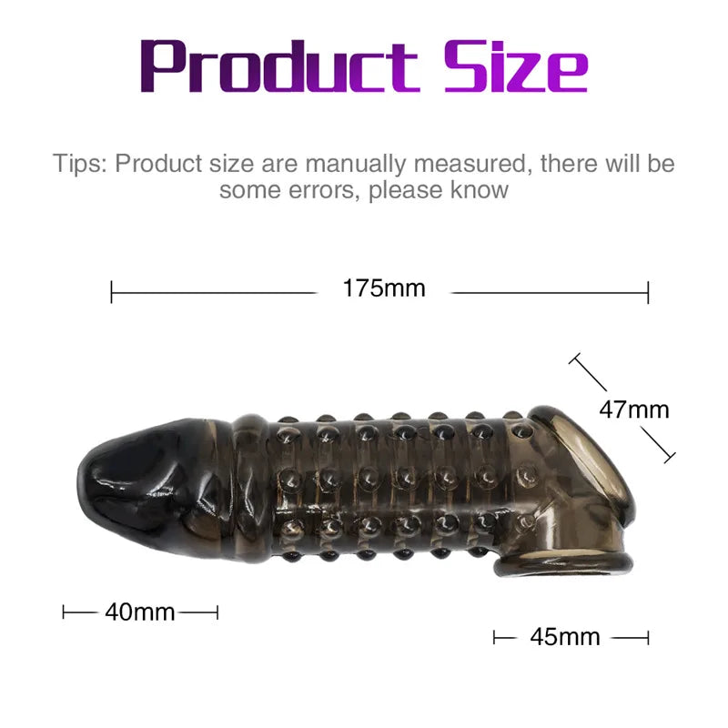Penis Sleeve Reusable Condom Extender Penises With Particles - image 3