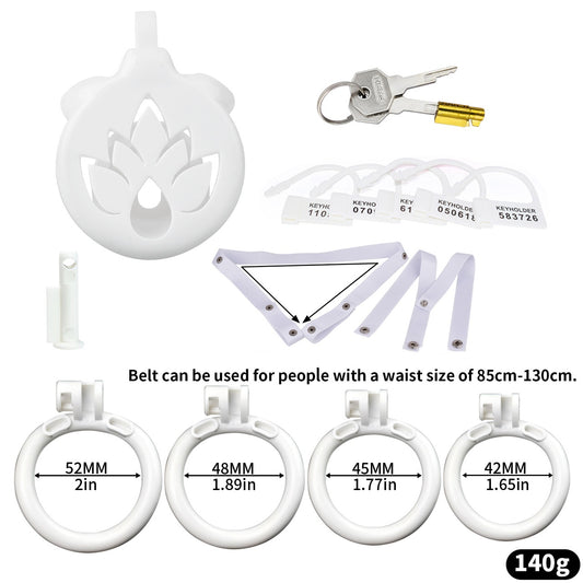 Breathable Chastity Cage - A - White With Belt - image 0