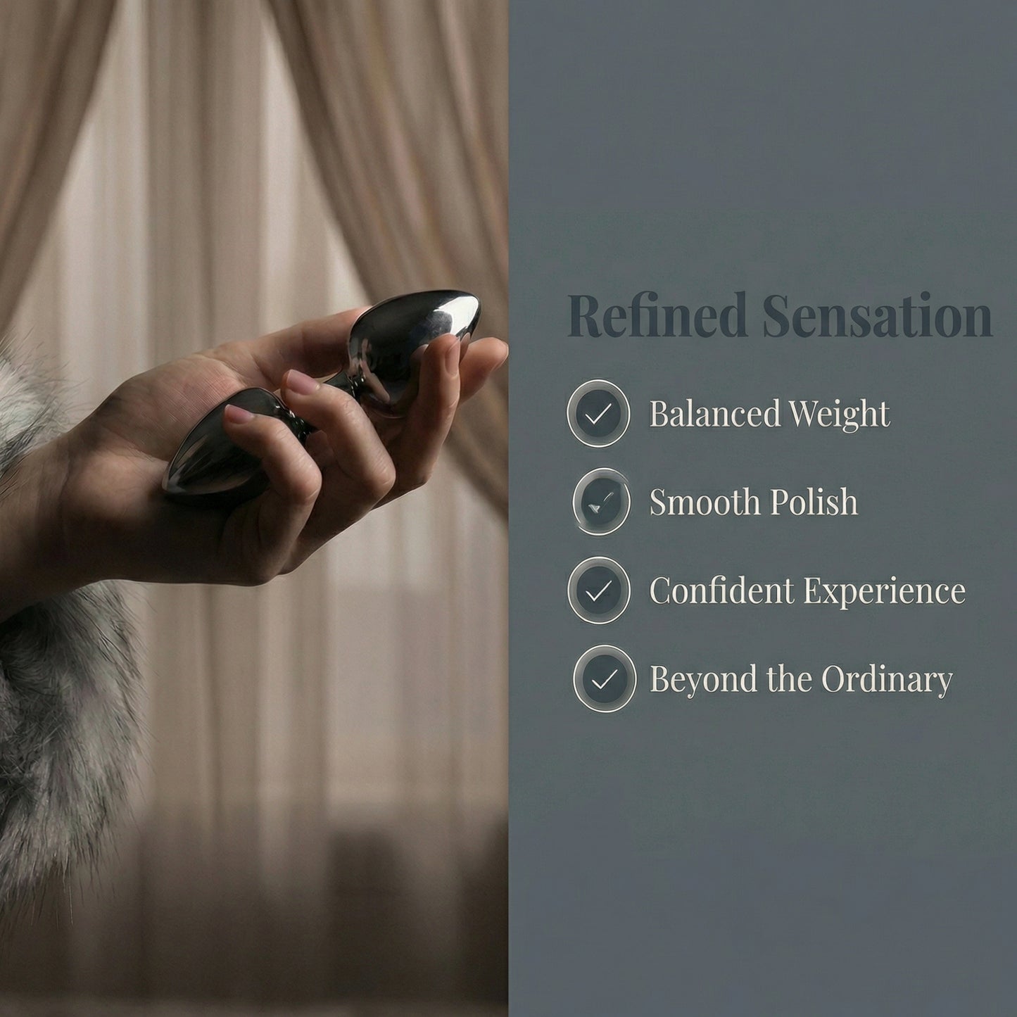 Dark Gray Fox Tail Butt Plug • 18.1 Inch Tail - image 4