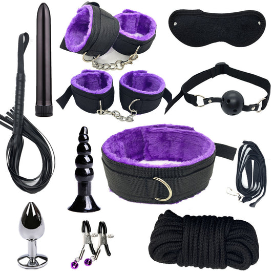 Bdsm Bed Straps Restraints Sex 11 Pcs Set - Purple - image 1