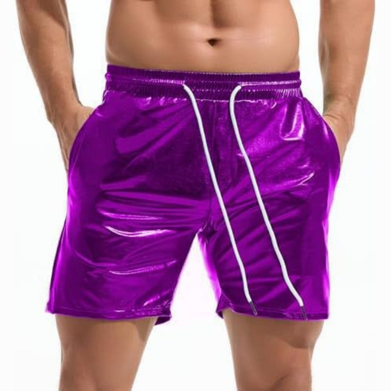 Men's Metallic 5" Holographic Rave Shorts with Drawstring - Purple - 2XL - image 13