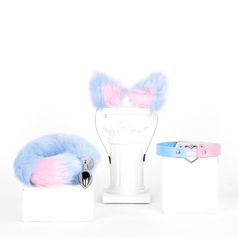 Three-piece Fox Tail Costume Set - Blue & Pink - image 11