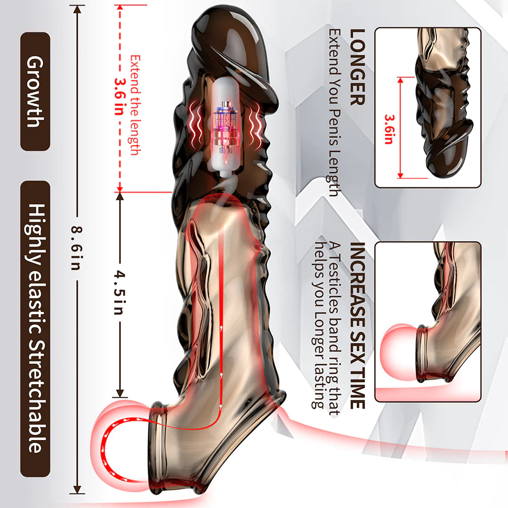 Reusable Vibrator Penis Sleeve With Cock Ring - 3.6 Inch - image 5