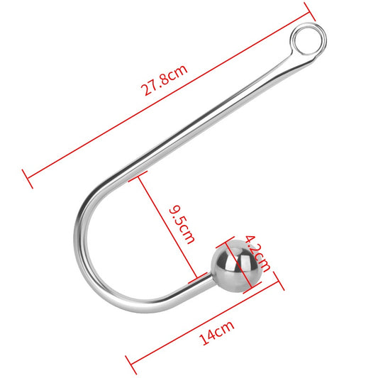 Mirror-polished Stainless Steel Hook Massager With Control Ring - L - image 1