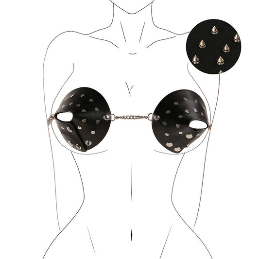 Riveted Punk Leather Bra - Black - image 1