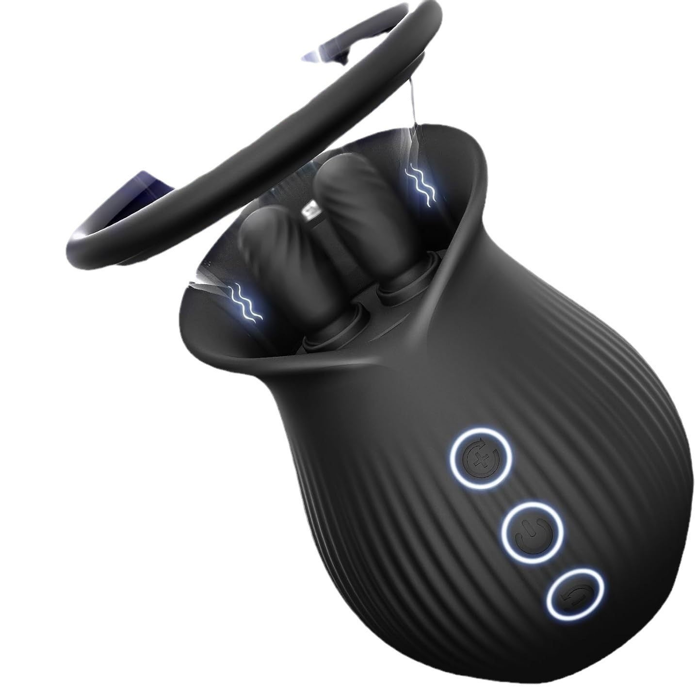 3in1 Rose Sex Toy With 2 Suction Cups - Black - image 9