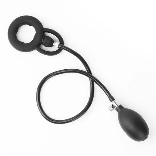 Inflatable Adjustable Silicone Cock Ring With Air Pump - Black - image 1