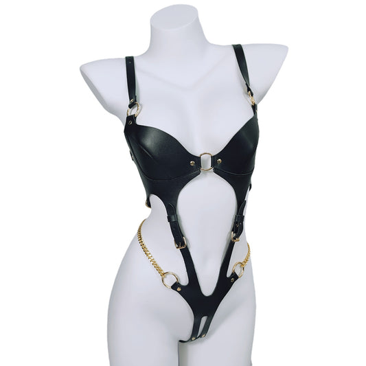 SM Leather Open-Crotch Bondage Dress - image 1