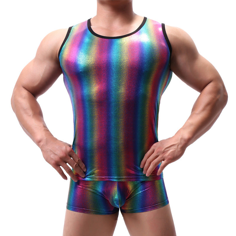 Men's Shiny Rainbow Singlet - image 5