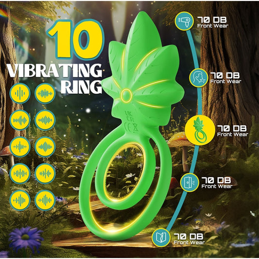 Dual-Ring Vibrator – Leaf-Designed Couples' Cock Ring - image 0