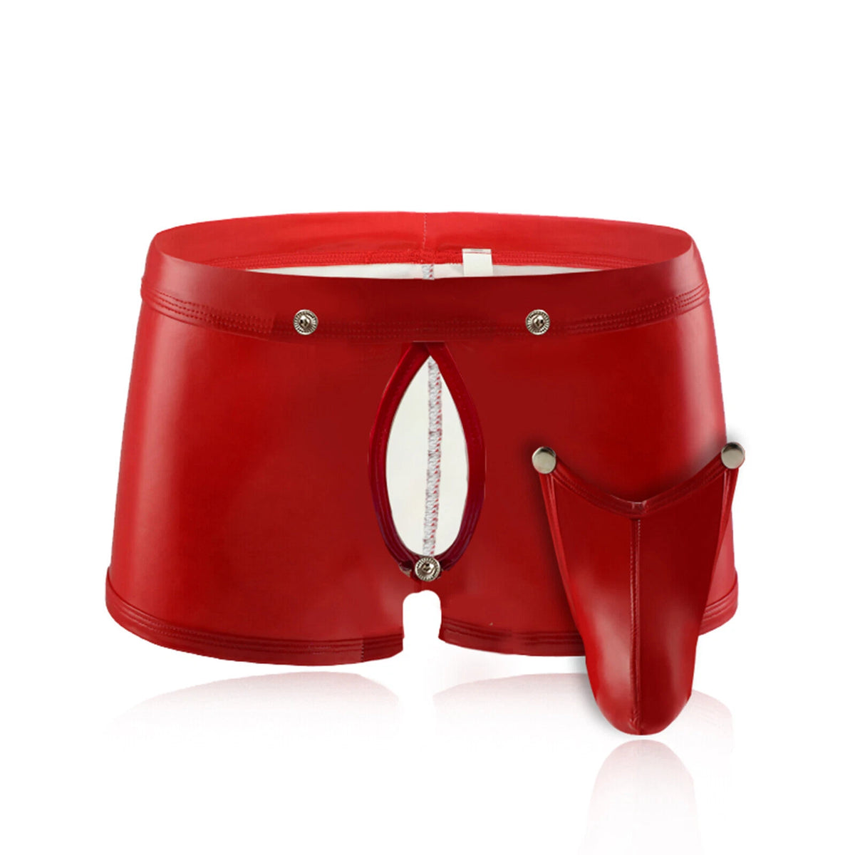 Men's Faux Leather Open-Crotch Boxer Panties - image 6