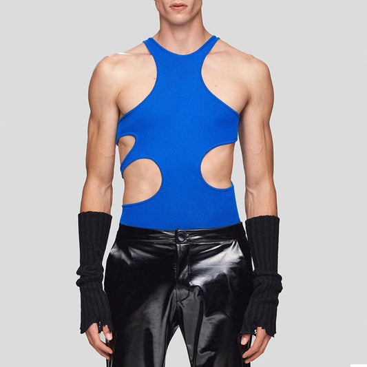 Men's Sexy and Fun Lingerie Vest T-Shirt Clubwear - Blue - XXL - image 0